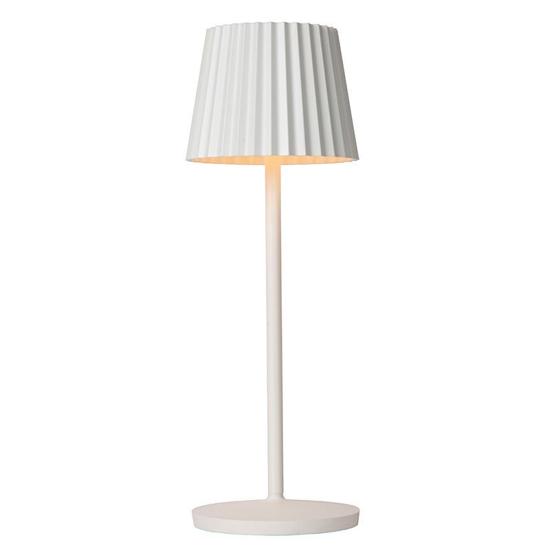 Biała lampa stołowa ogrodowa rustykalna, Justine, 2W, 2700K LED, IP54, z dotykowy ściemniacz