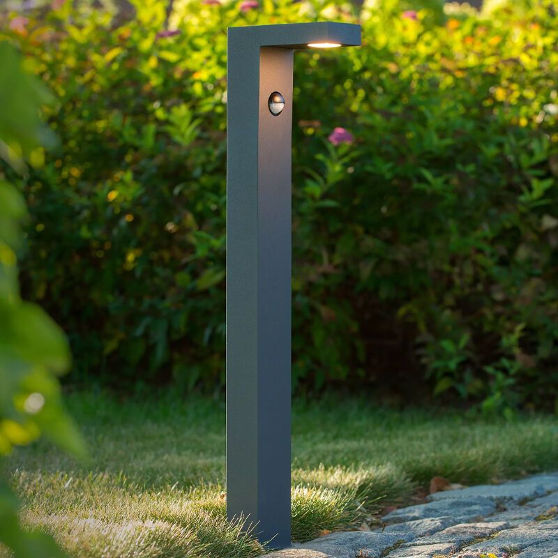 Antracytowa lampa podłogowa zewnętrzna z czujnikiem ruchu nowoczesna, Texas, 6W, 3000K LED, IP54