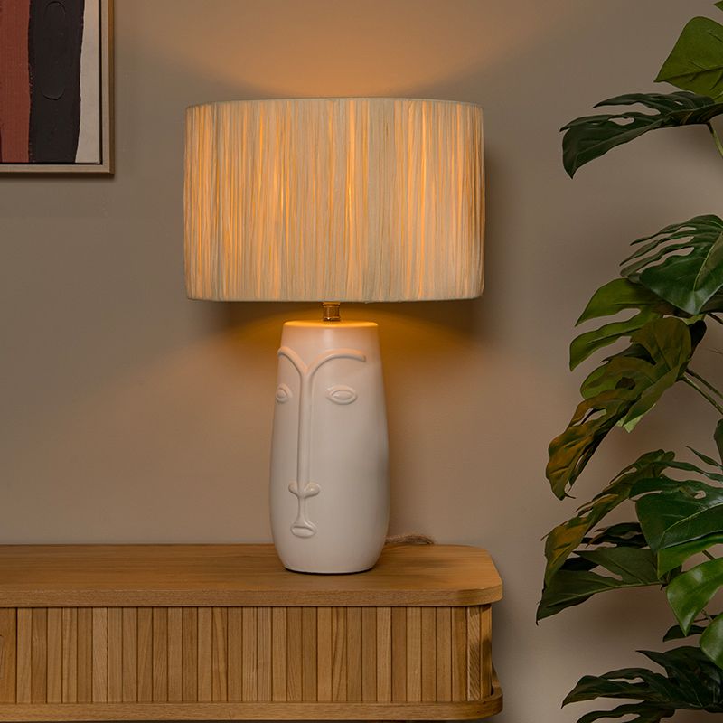 Ceramiczna lampa stołowa biała, Viso, z przełącznik