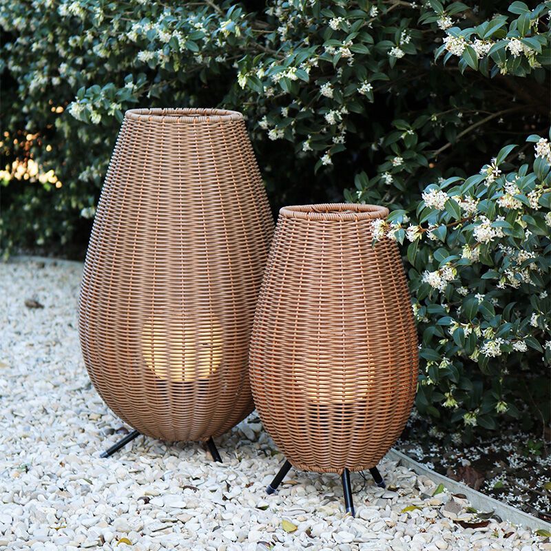 Brązowa lampa stołowa ogrodowa rustykalna, Colin, 3W, 3000K LED, IP44, ściemniana w 3 krokach