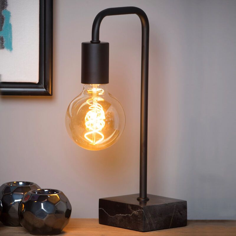Czarna lampa stołowa nowoczesna, Lorin, z przełącznik