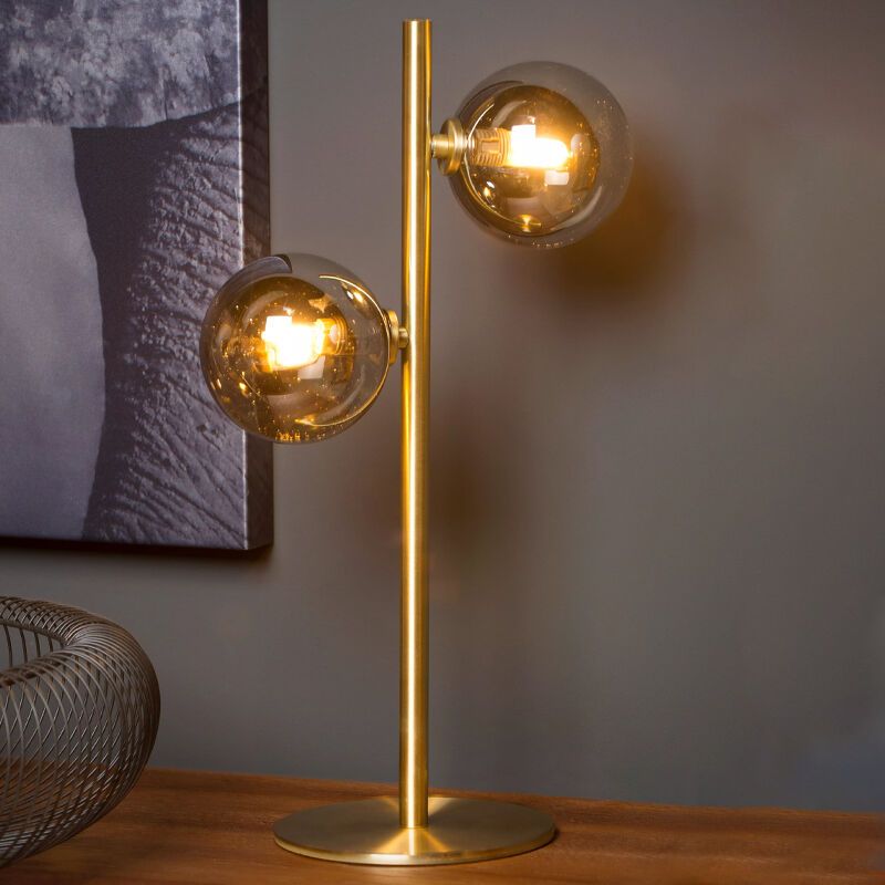 Złota lampa stołowa retro, Tycho, z przełącznik