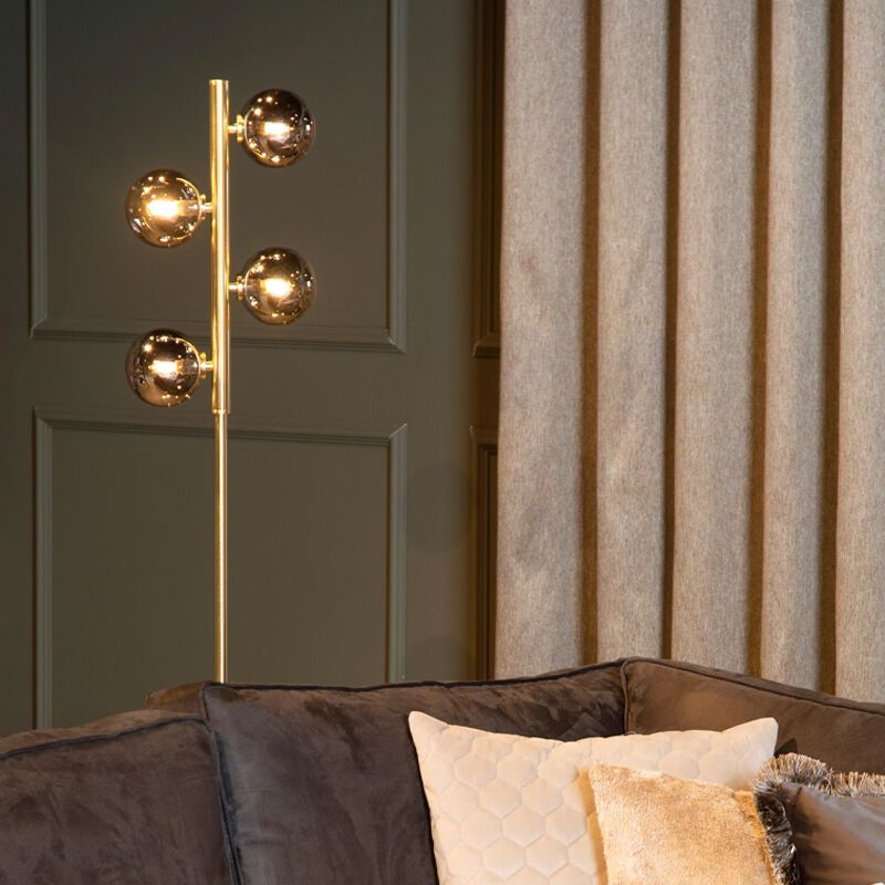 Złota lampa stojąca retro, Tycho, z przełącznik Złota lampa stojąca retro, Tycho, z przełącznik