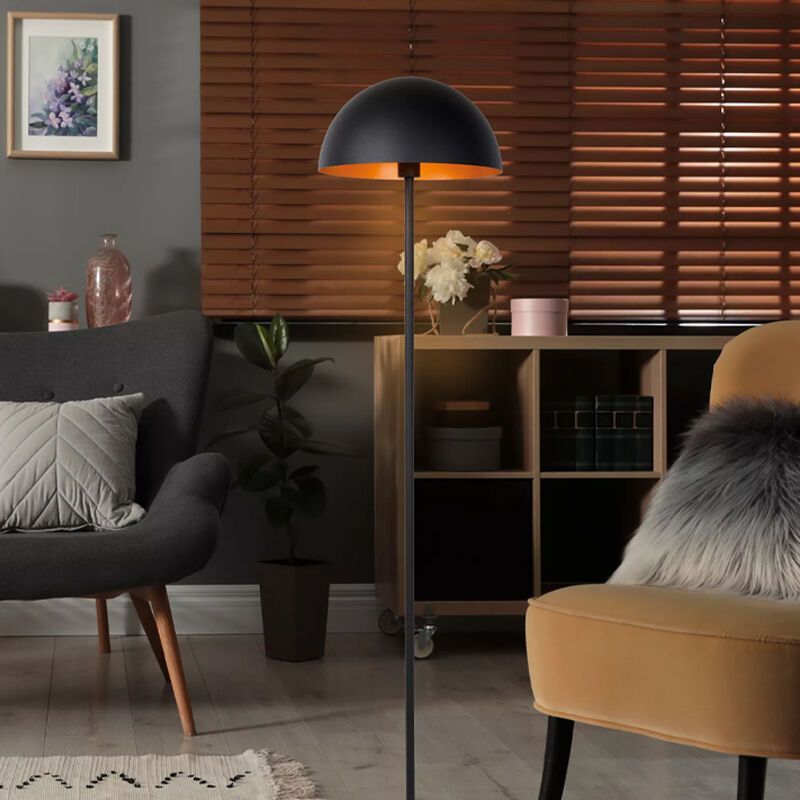 Czarna lampa stojąca nowoczesna, Siemon, z przełącznik Czarna lampa stojąca nowoczesna, Siemon, z przełącznik