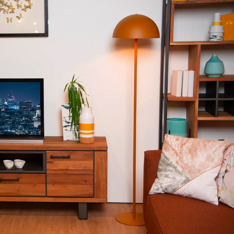 Żółta lampa stojąca nowoczesna, Siemon, z przełącznik