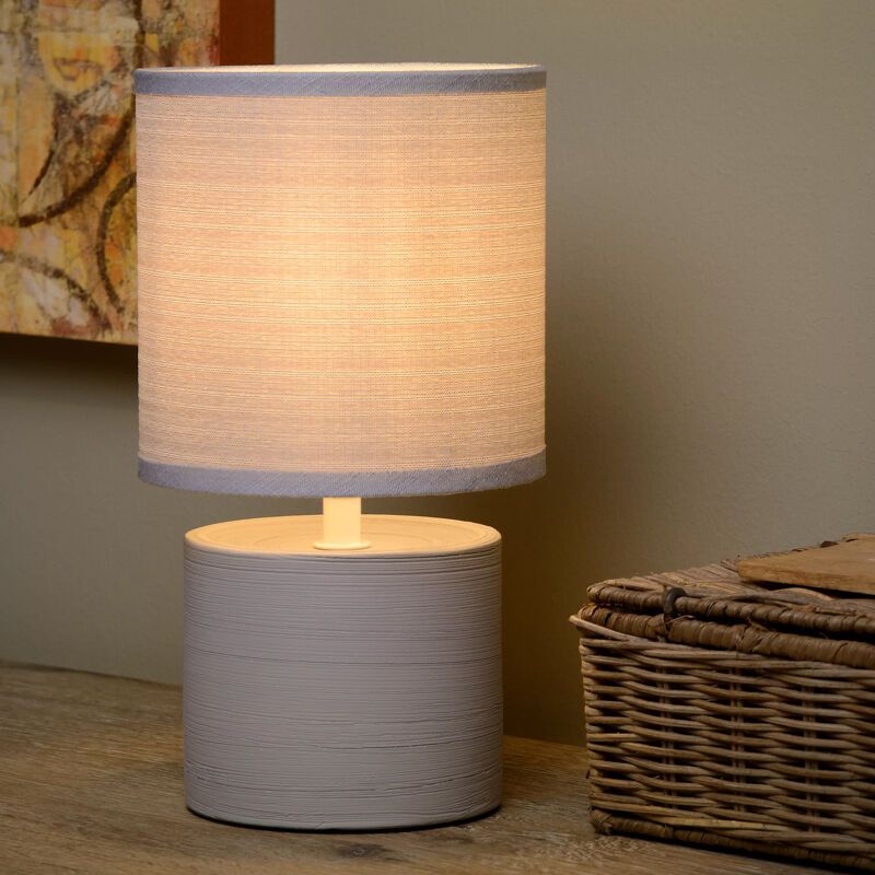 Ceramiczna lampa stołowa szara, Greasby, z przełącznik
