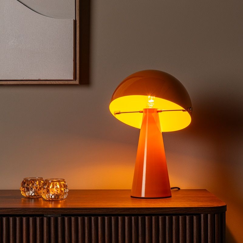 Pomarańczowa lampa stołowa retro, Barone, z przełącznik