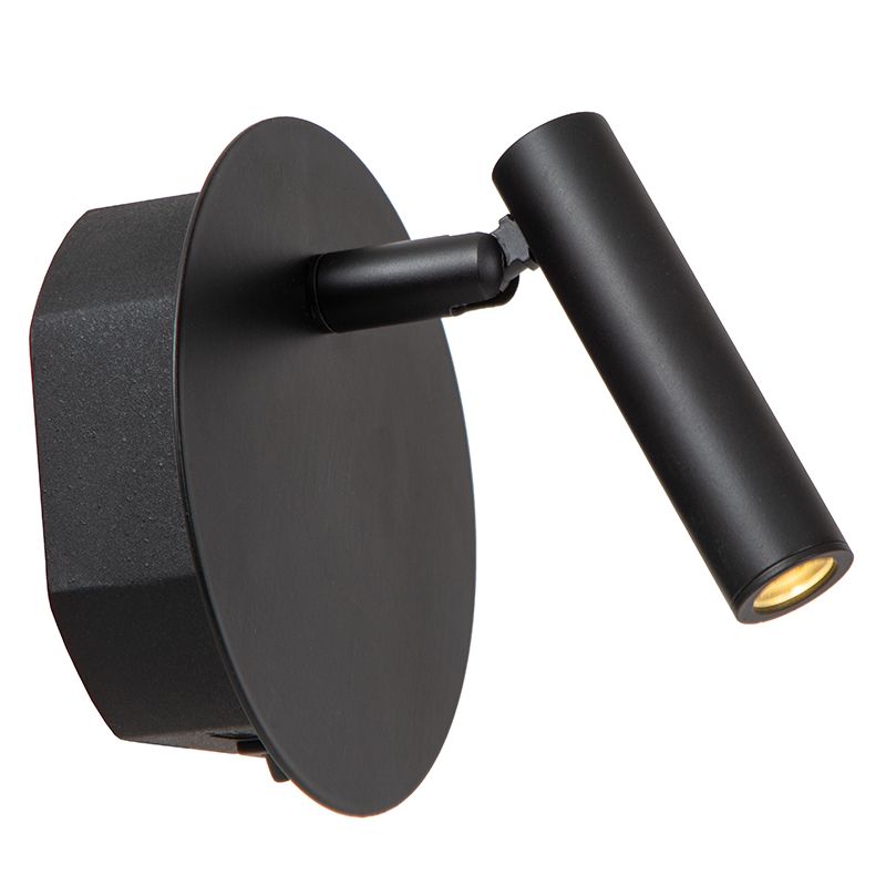 Czarna lampa nocna nowoczesna, Jolijn, 2W, 3000K LED, z przełącznik Czarna lampa nocna nowoczesna, Jolijn, 2W, 3000K LED, z przełącznik