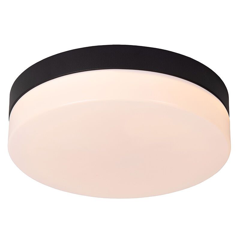 Czarna lampa łazienkowa sufitowa plastikowa, Biskit, 12W, 2700K LED, IP44 Czarna lampa łazienkowa sufitowa plastikowa, Biskit, 12W, 2700K LED, IP44