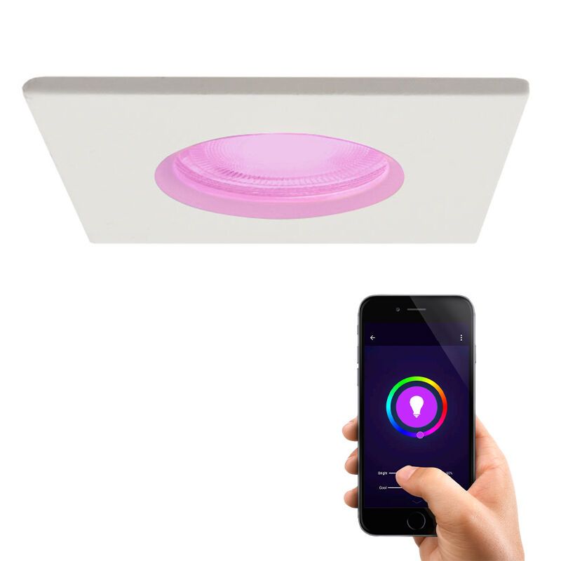 Nowoczesna inteligentna oprawa wpuszczana w sufit biała, Jule, IP65, 4,5W, RGBW