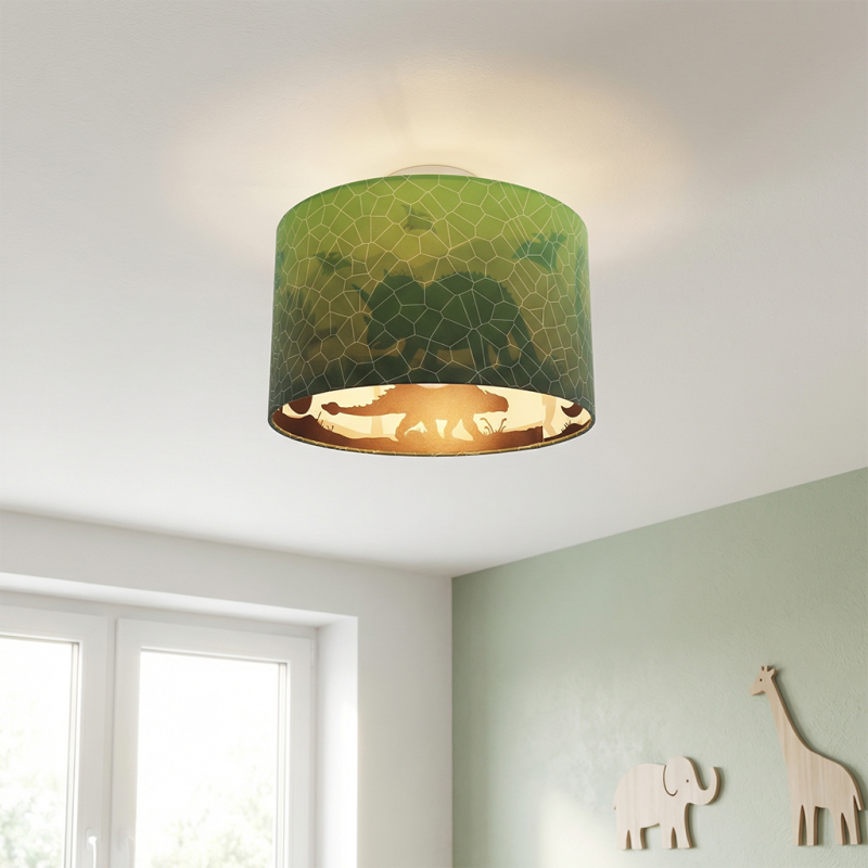 Nowoczesna lampa sufitowa dla dzieci zielona, Dino