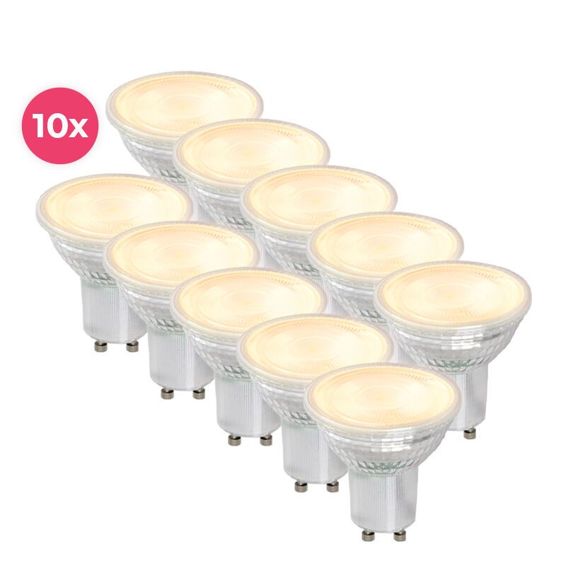 10-pak Ściemnialna przezroczysta lampa LED GU10 Antonie, 5W, ciepła biel
