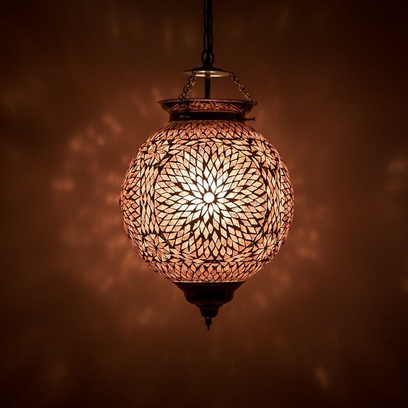 Mozaikowa orientalna lampa wisząca fioletowa, Aziza