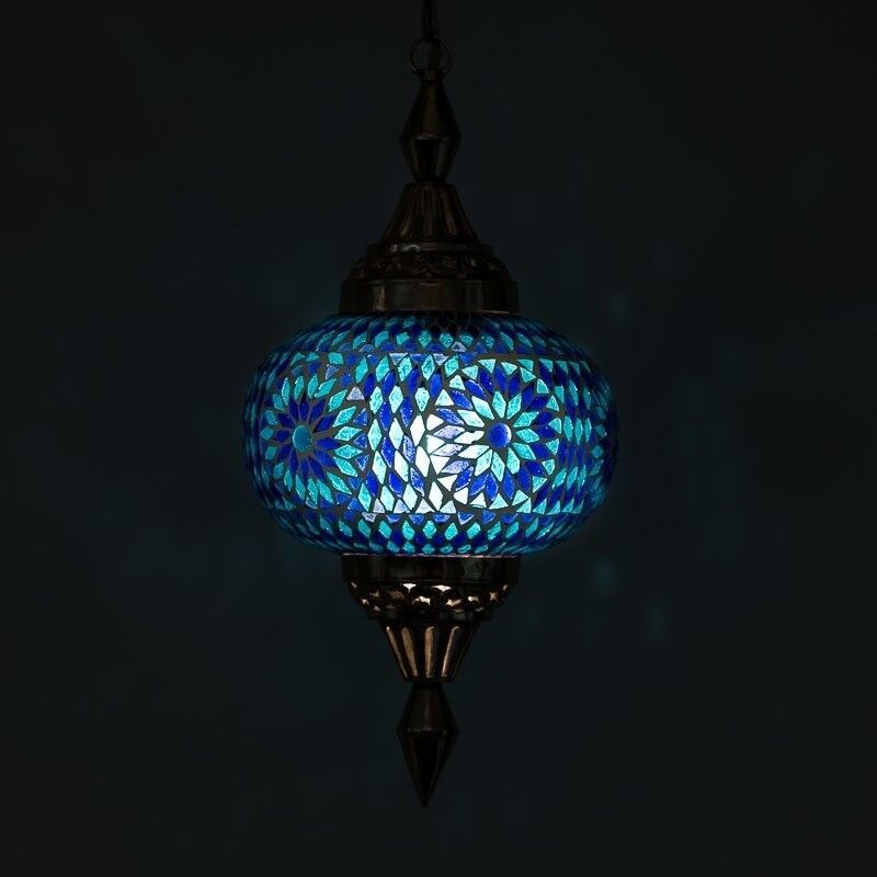 Mozaikowa orientalna lampa wisząca niebieska, Aicha