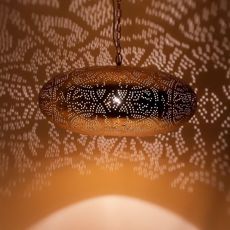 Filigranowa orientalna lampa wisząca złota, Zina