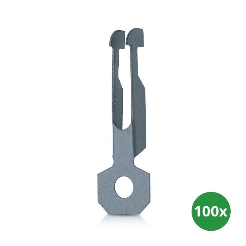 Zacisk sprężynowy do grodzic z oczkiem do wieszania linii świetlnych (100 szt.) Zacisk sprężynowy do grodzic z oczkiem do wieszania linii świetlnych (100 szt.)