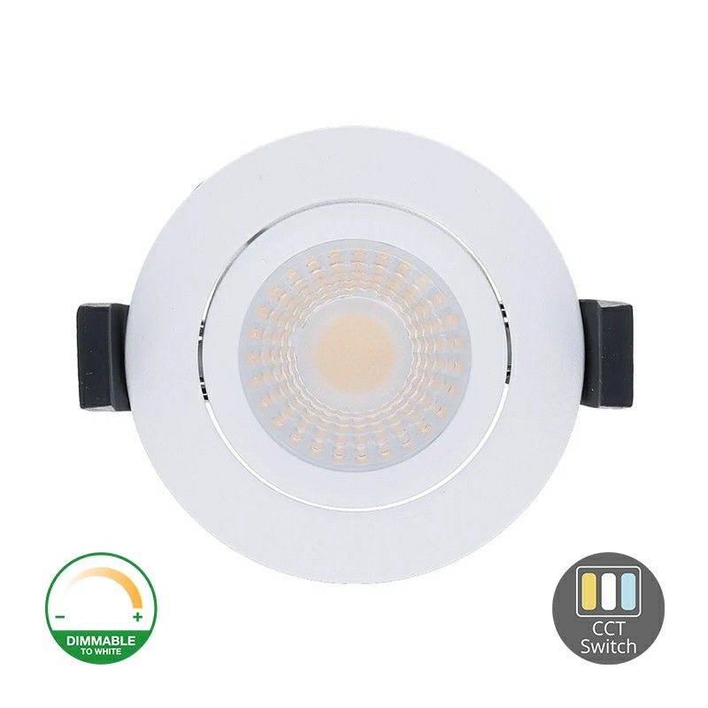 Biały downlight aluminiowy, Maite, 7W, white switch LED, IP65