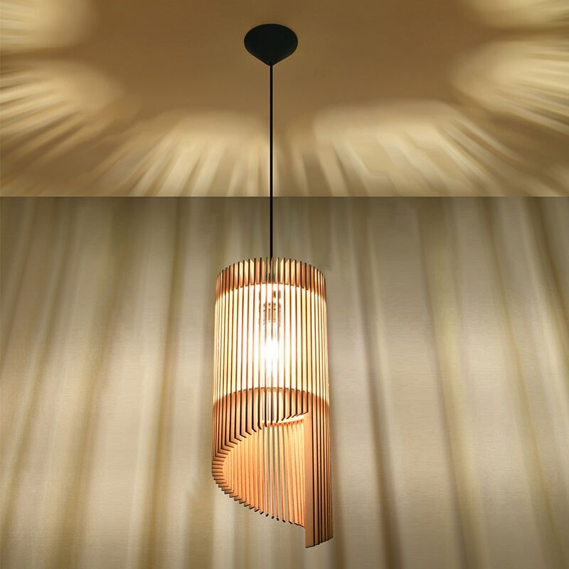 Drewniana lampa wisząca brązowa, Guiseppe Drewniana lampa wisząca brązowa, Guiseppe