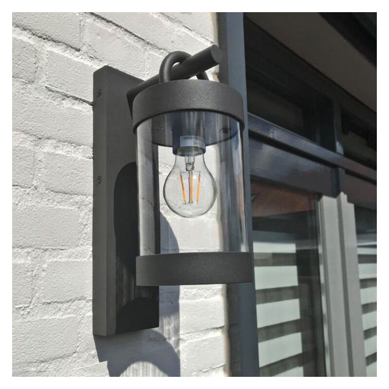 Antracytowy kinkiet zewnętrzny z czujnikiem zmierzchu rustykalny, Sambesi, IP44 Antracytowy kinkiet zewnętrzny z czujnikiem zmierzchu rustykalny, Sambesi, IP44