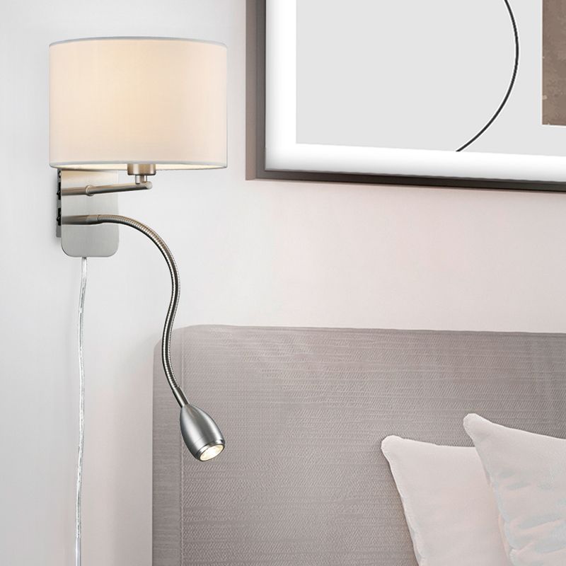 Niklowy kinkiet metalowy, Ledbury, z przełącznik