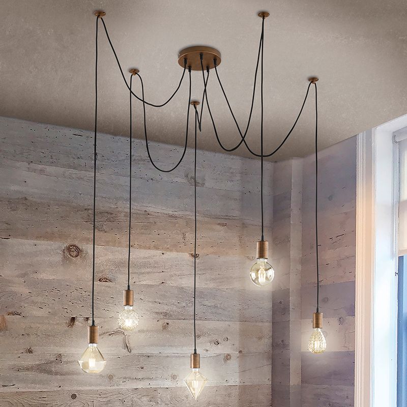 Miedziana lampa wisząca retro, August