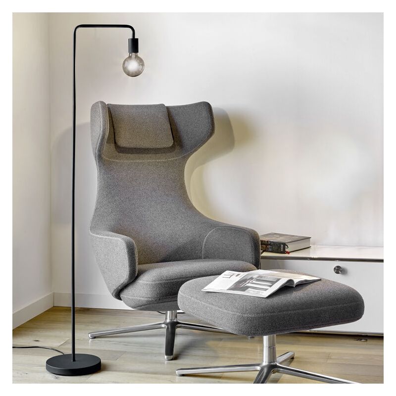 Czarna lampa stojąca nowoczesna, Ritual, z przełącznik