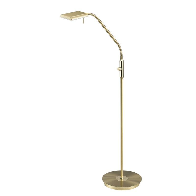 Mosiądz lampa stojąca nowoczesna, Robin, 12W, 3000K LED, z dotykowy ściemniacz