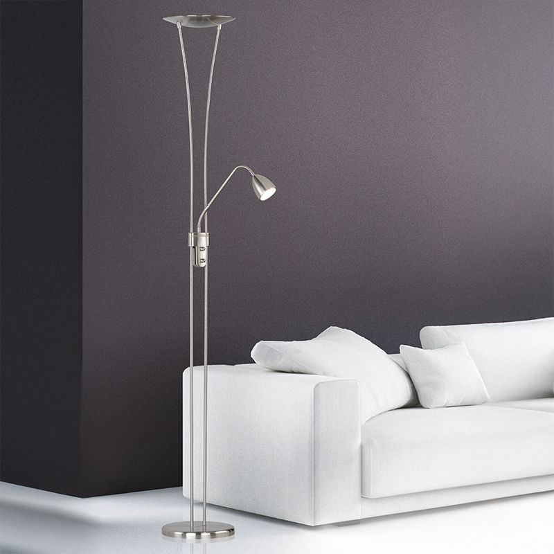 Niklowa lampa stojąca klasyczna, Stijn, 20W, 3000K LED, z przełącznik Niklowa lampa stojąca klasyczna, Stijn, 20W, 3000K LED, z przełącznik