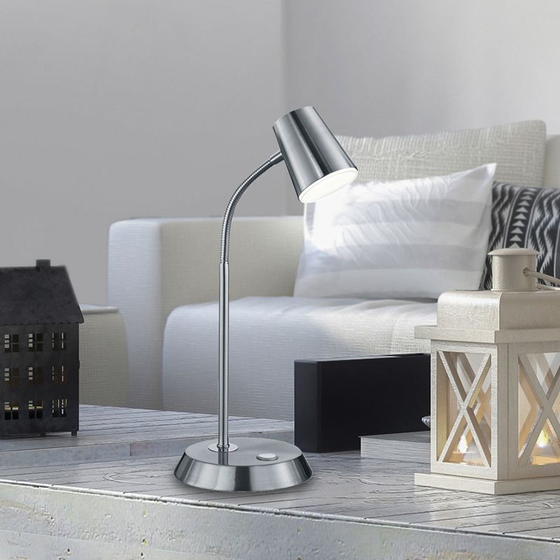 Niklowa lampa stołowa szklana, Laysha, 4,7W, 3000K LED, z przełącznik Niklowa lampa stołowa szklana, Laysha, 4,7W, 3000K LED, z przełącznik