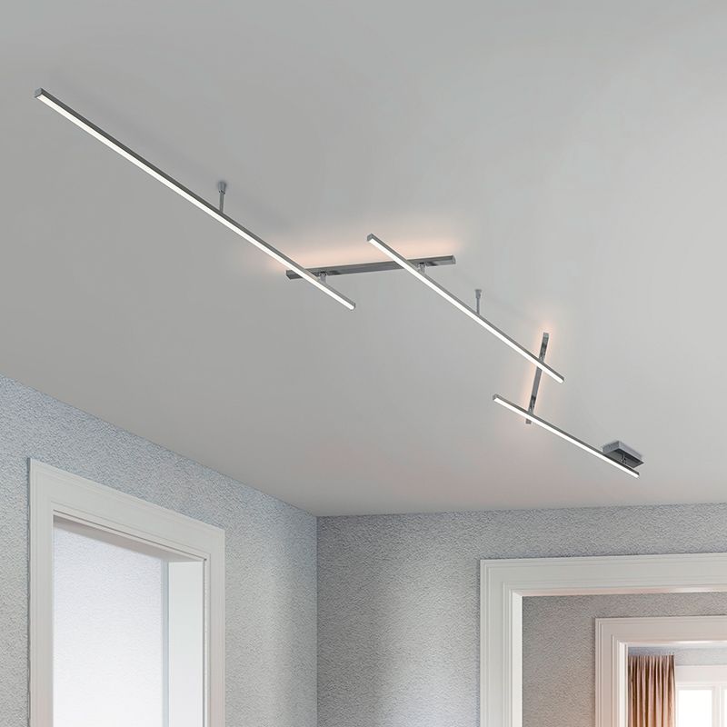 Niklowy plafon sufitowy design, Kandla, 6W, 3000K LED