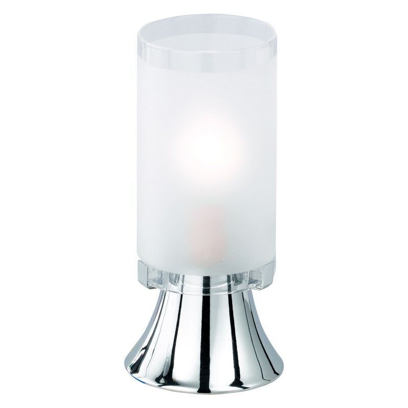 Chromowana lampa stołowa szklana, Leanne, z przełącznik Chromowana lampa stołowa szklana, Leanne, z przełącznik