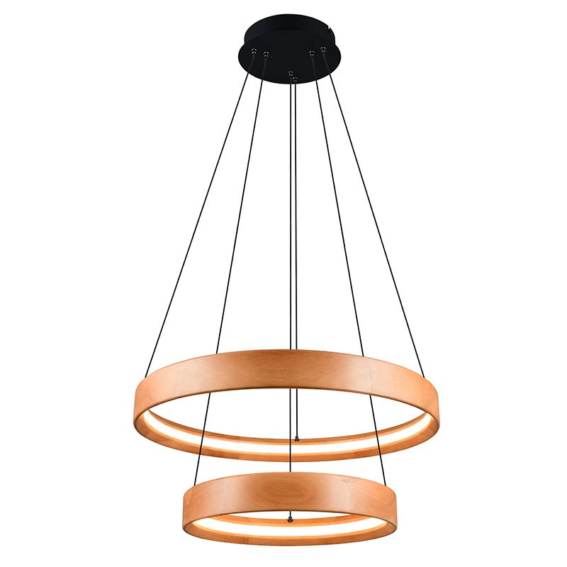 Drewniana lampa wisząca nowoczesna, Nassima, 37W, 3000K LED, ściemniana w 3 krokach