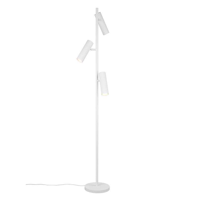Biała lampa stojąca nowoczesna, Sieb, z przełącznik