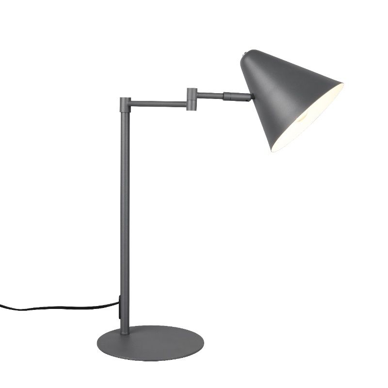 Antracytowa lampa biurkowa nowoczesna, Jille, z przełącznik