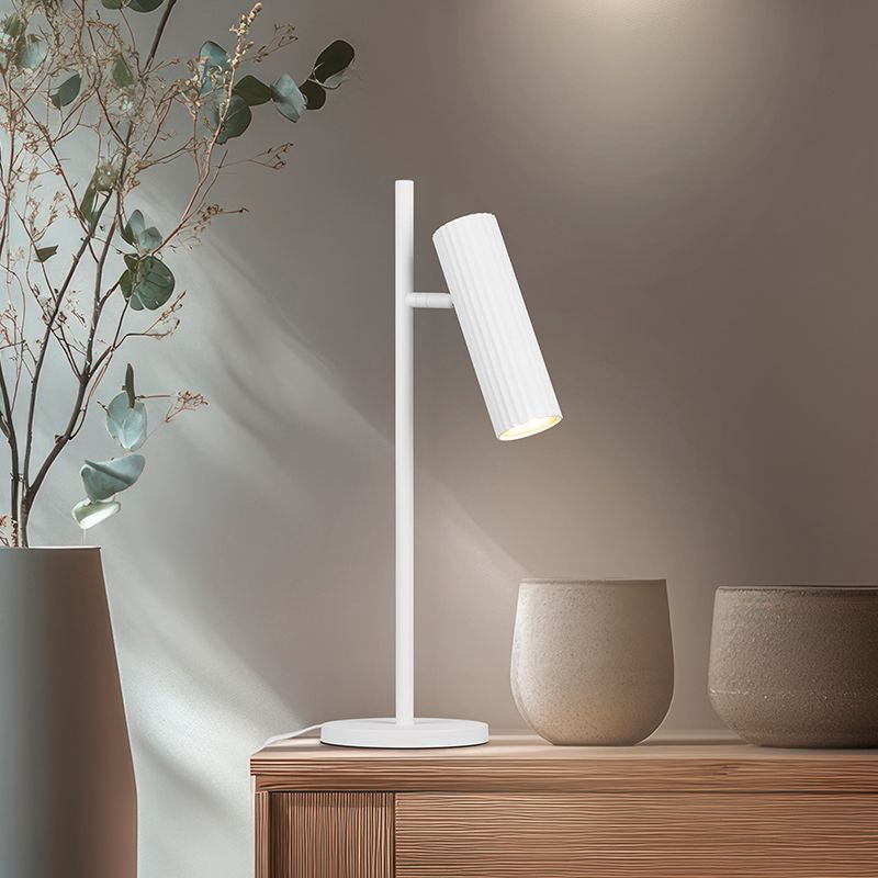 Biała lampa stołowa nowoczesna, Sieb, z przełącznik
