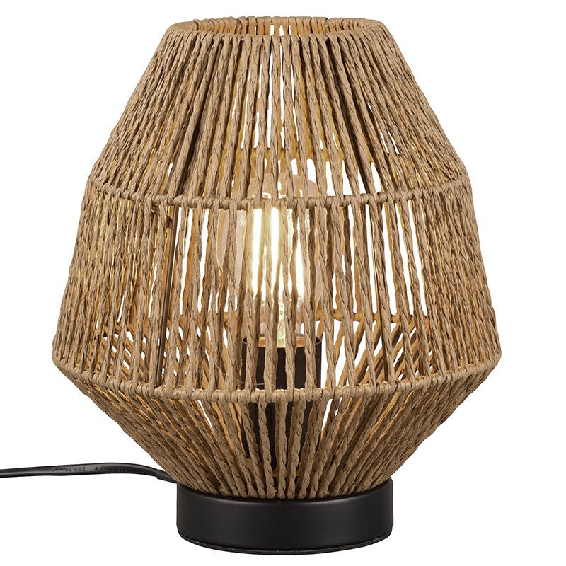 Rattanowa lampa stołowa brązowa, Fleurtje, z przełącznik Rattanowa lampa stołowa brązowa, Fleurtje, z przełącznik