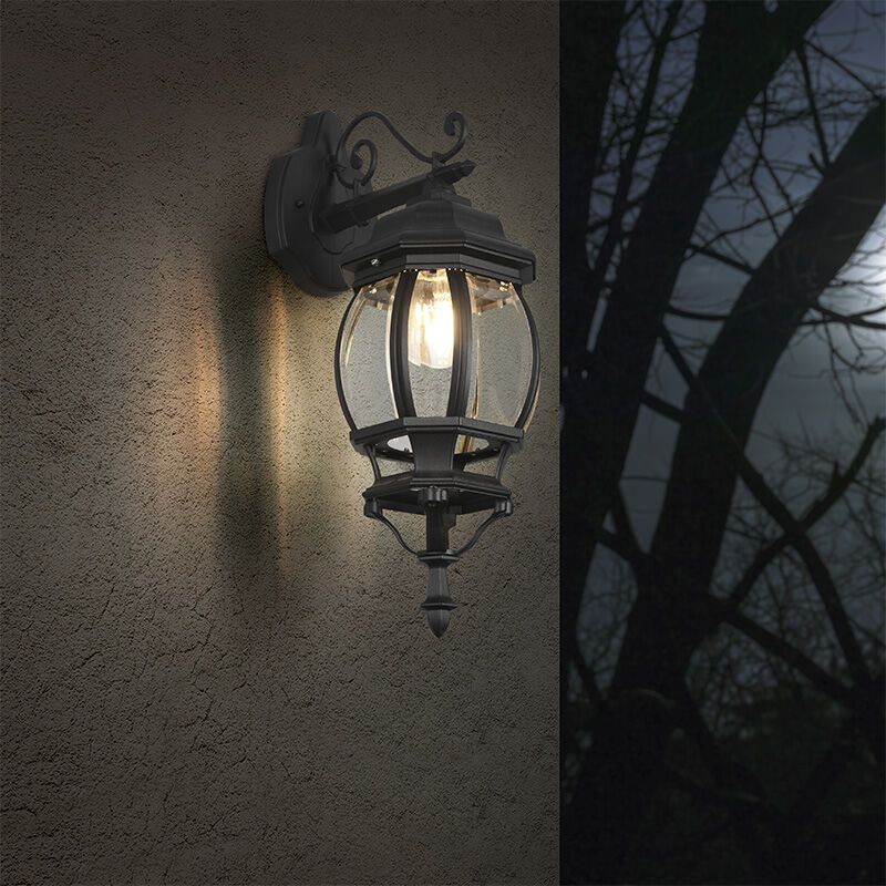 Czarna lampa zewnętrzna klasyczna, Evander, IP23