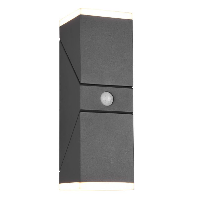 Antracytowy kinkiet zewnętrzny z czujnikiem ruchu nowoczesny, Liron, 7W, 3000K LED, IP54 Antracytowy kinkiet zewnętrzny z czujnikiem ruchu nowoczesny, Liron, 7W, 3000K LED, IP54