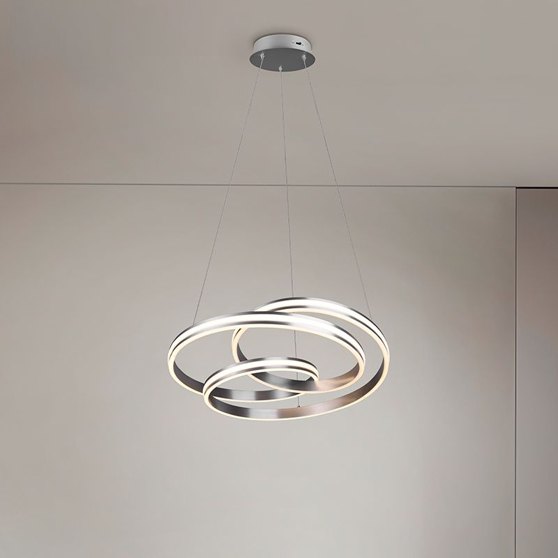 Niklowa lampa wisząca nowoczesna, Elyse, 60W, regulowany kolor LED