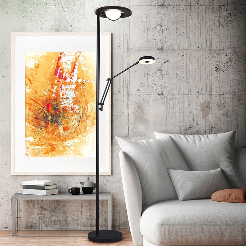 Czarna lampa do czytania stojąca nowoczesna, Yazid, 32W, regulowany kolor LED, z dotykowy ściemniacz Czarna lampa do czytania stojąca nowoczesna, Yazid, 32W, regulowany kolor LED, z dotykowy ściemniacz