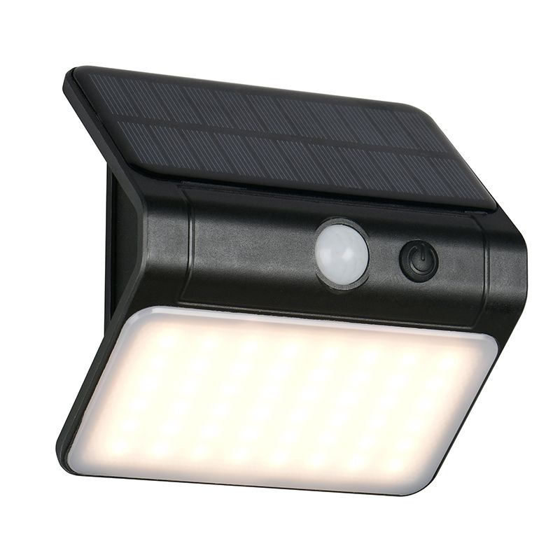 Czarny kinkiet solarny zewnętrzny plastikowy, Mijs, 2,5W, 4000K LED, IP44 Czarny kinkiet solarny zewnętrzny plastikowy, Mijs, 2,5W, 4000K LED, IP44