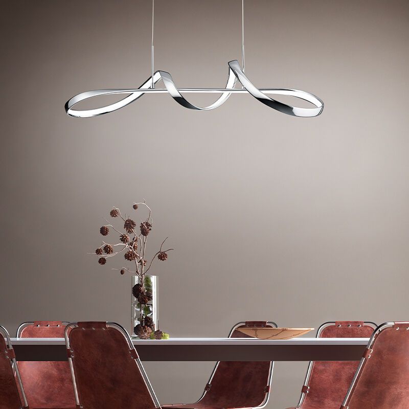 Chromowana lampa wisząca design, Renso, 37W, 4000K LED, ściemniana w 3 krokach Chromowana lampa wisząca design, Renso, 37W, 4000K LED, ściemniana w 3 krokach