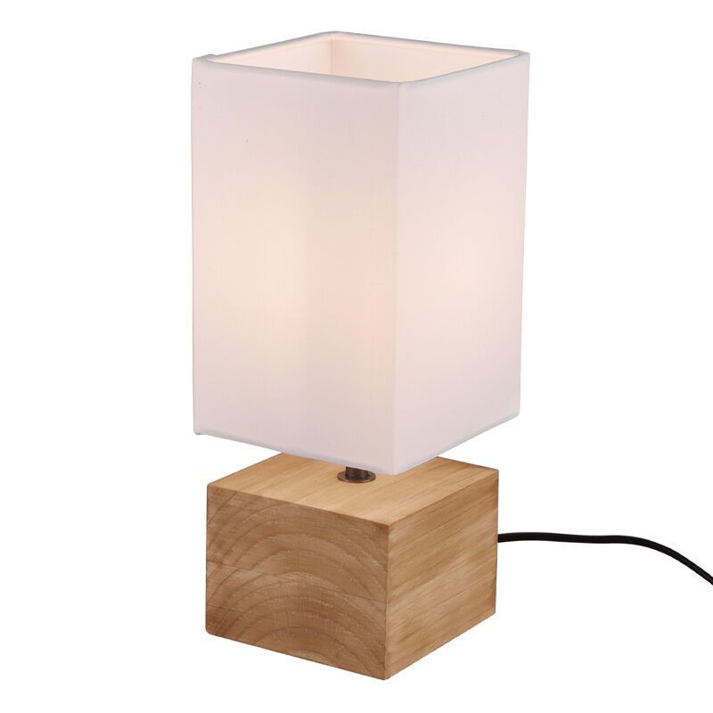 Drewniana lampa stołowa brązowa, Job, z przełącznik