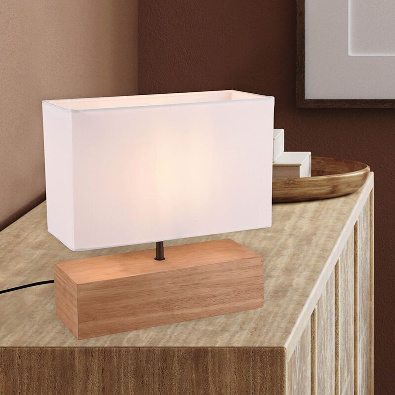 Drewniana lampa stołowa brązowa, Job, z przełącznik Drewniana lampa stołowa brązowa, Job, z przełącznik