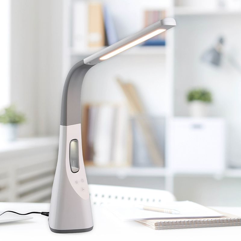 Biała lampa biurkowa nowoczesna, Zuris, 5W, regulowana ciepła do zimnej bieli LED, z dotykowy ściemniacz