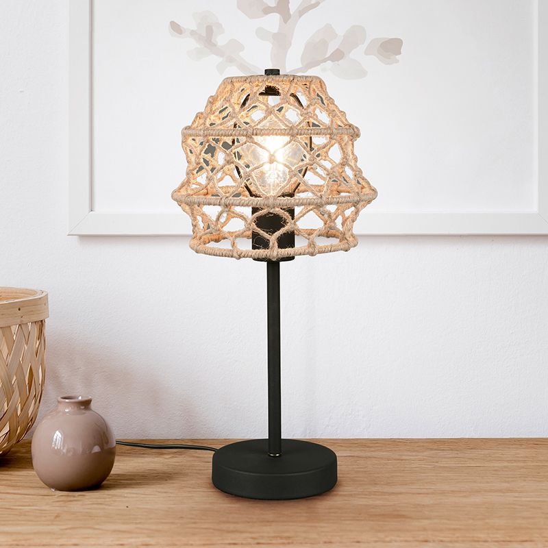 Brązowa lampa stołowa japandi, Liduina, z przełącznik Brązowa lampa stołowa japandi, Liduina, z przełącznik