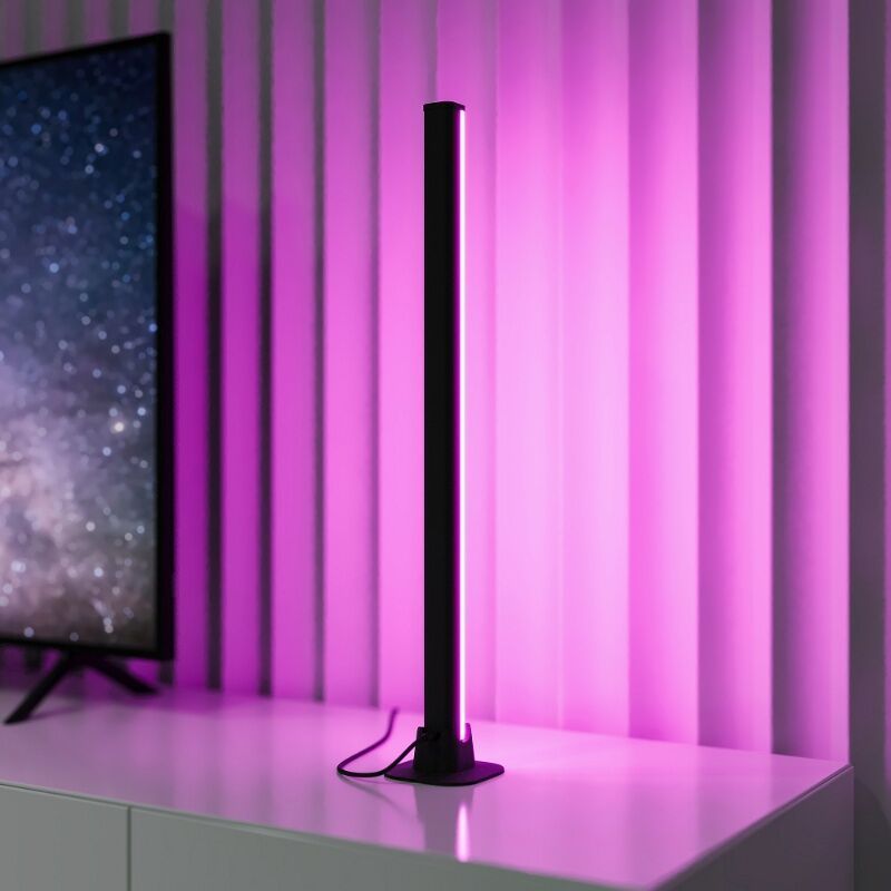 Czarna lampa stołowa nowoczesna, Wissal, 5W, RGB LED, z pilot