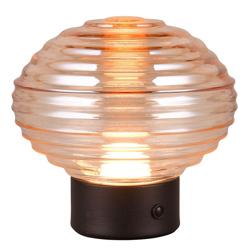 Czarna lampa stołowa akumulatorowa retro, Walid, 2W, 3000K LED, z dotykowy ściemniacz