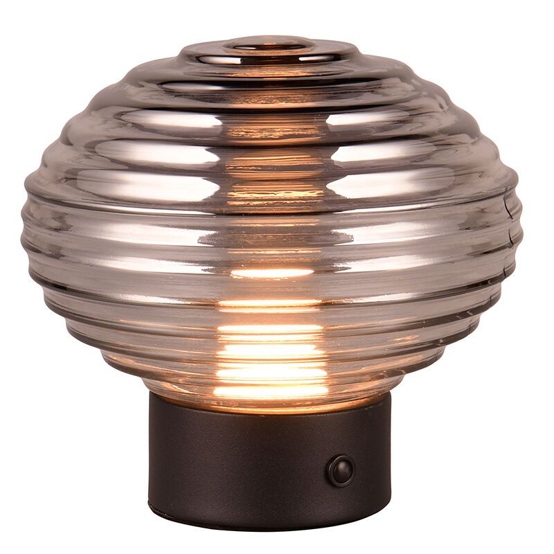 Czarna lampa stołowa akumulatorowa retro, Walid, 2W, 3000K LED, z dotykowy ściemniacz