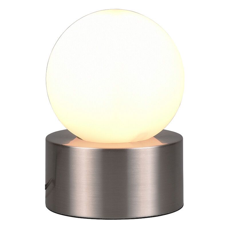Niklowa lampa stołowa nowoczesna, Mirjam, z przełącznik
